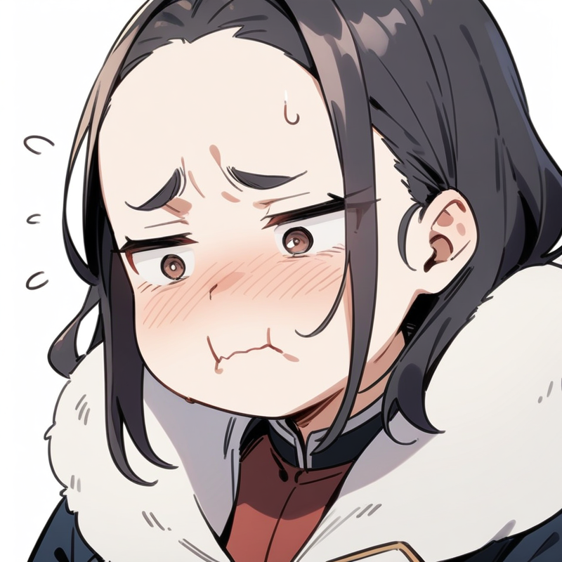 口を尖らせた困り顔のプロンプト