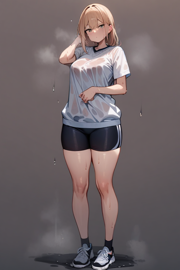 全身汗だくのプロンプト