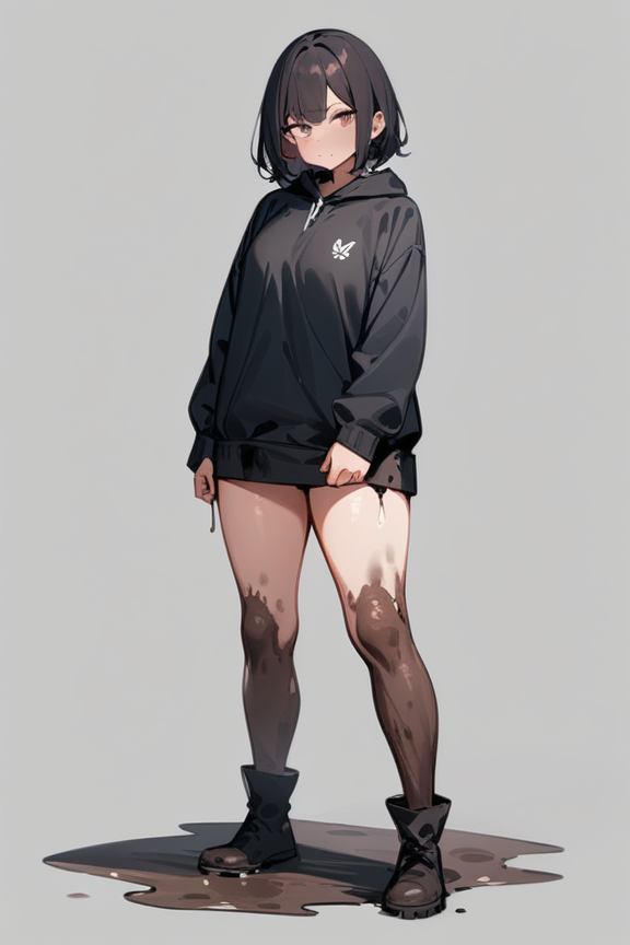 裾や膝だけ泥だらけのプロンプト