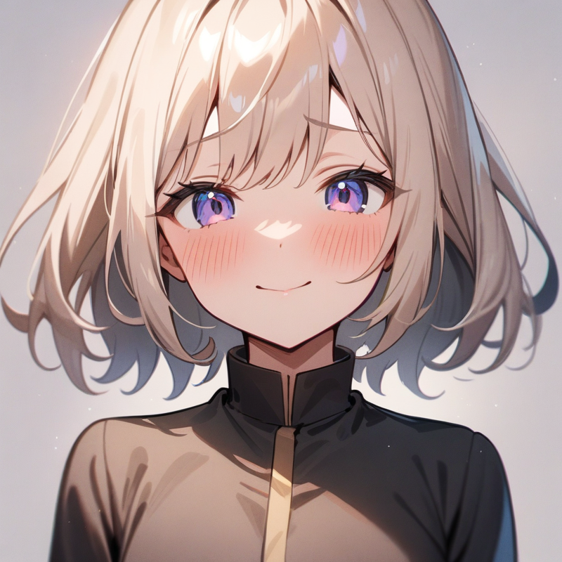 上目遣いの照れ笑いのプロンプト