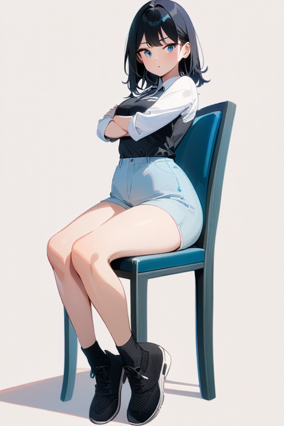 椅子に座る腕組みのプロンプト