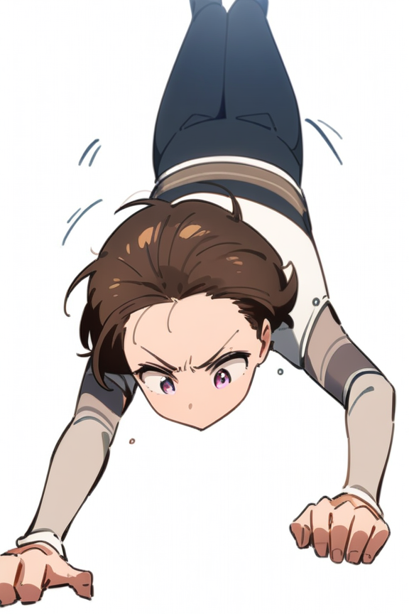 肘を伸ばして上体を起こす寝そべりのプロンプト