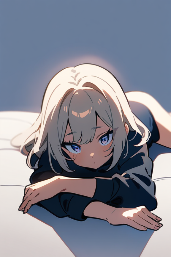 足を組む寝そべりのプロンプト