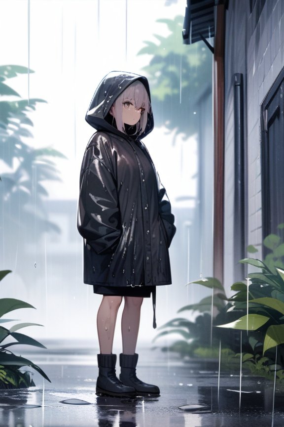 雨に降られた質感のプロンプト