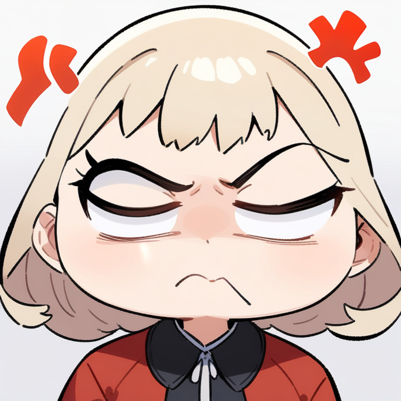 頬を膨らませて怒るのプロンプト
