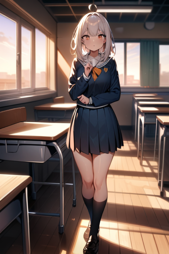 夕方の教室のプロンプト