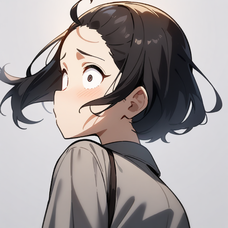 振り向いて驚くのプロンプト
