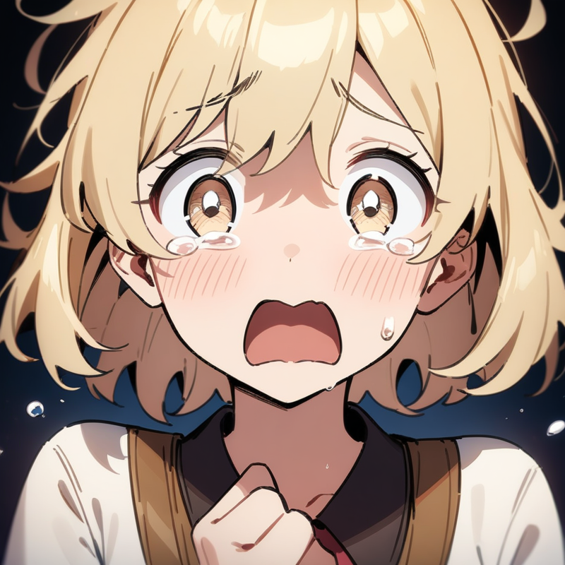 驚いて涙目になるのプロンプト
