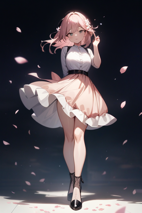 桜吹雪が舞う中のプロンプト